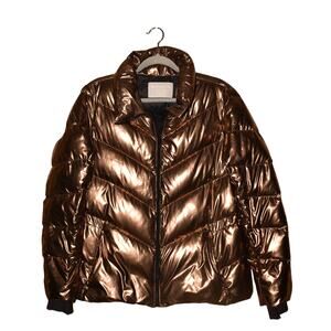 ATHLETA $198 Lofty Metallic Goose Down Puffer Jacket Bronze‎ Medium
